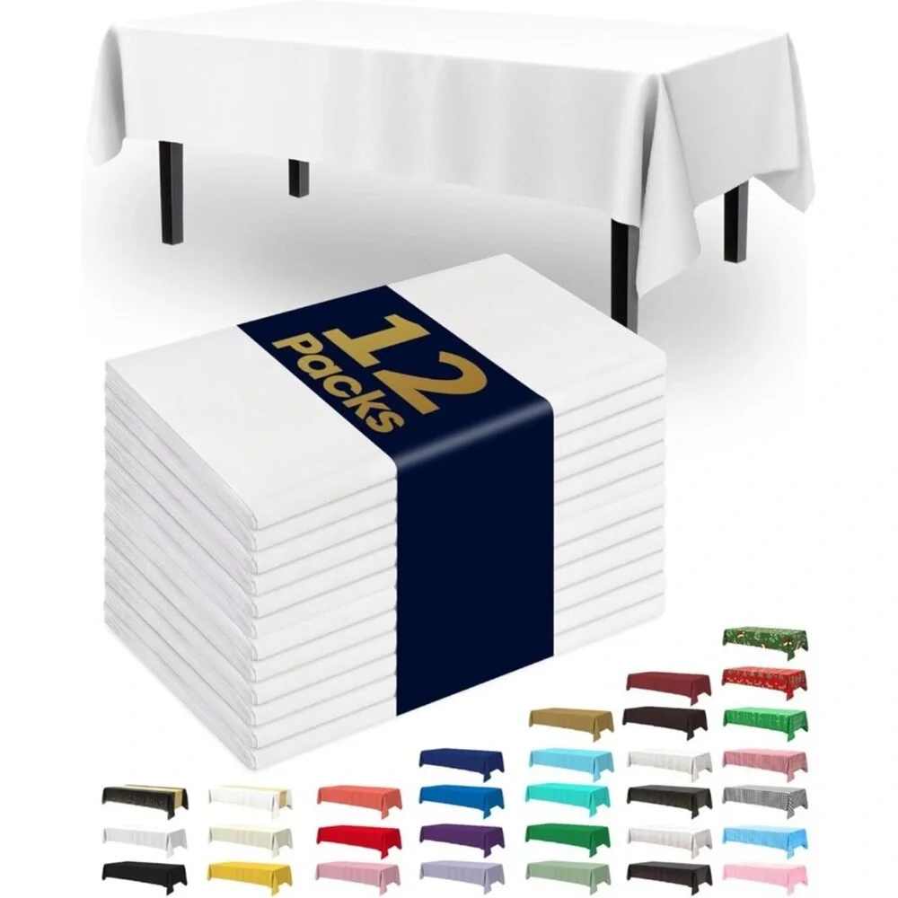 Sturdy & Elegant 12-Pack White Table Cloths, 54